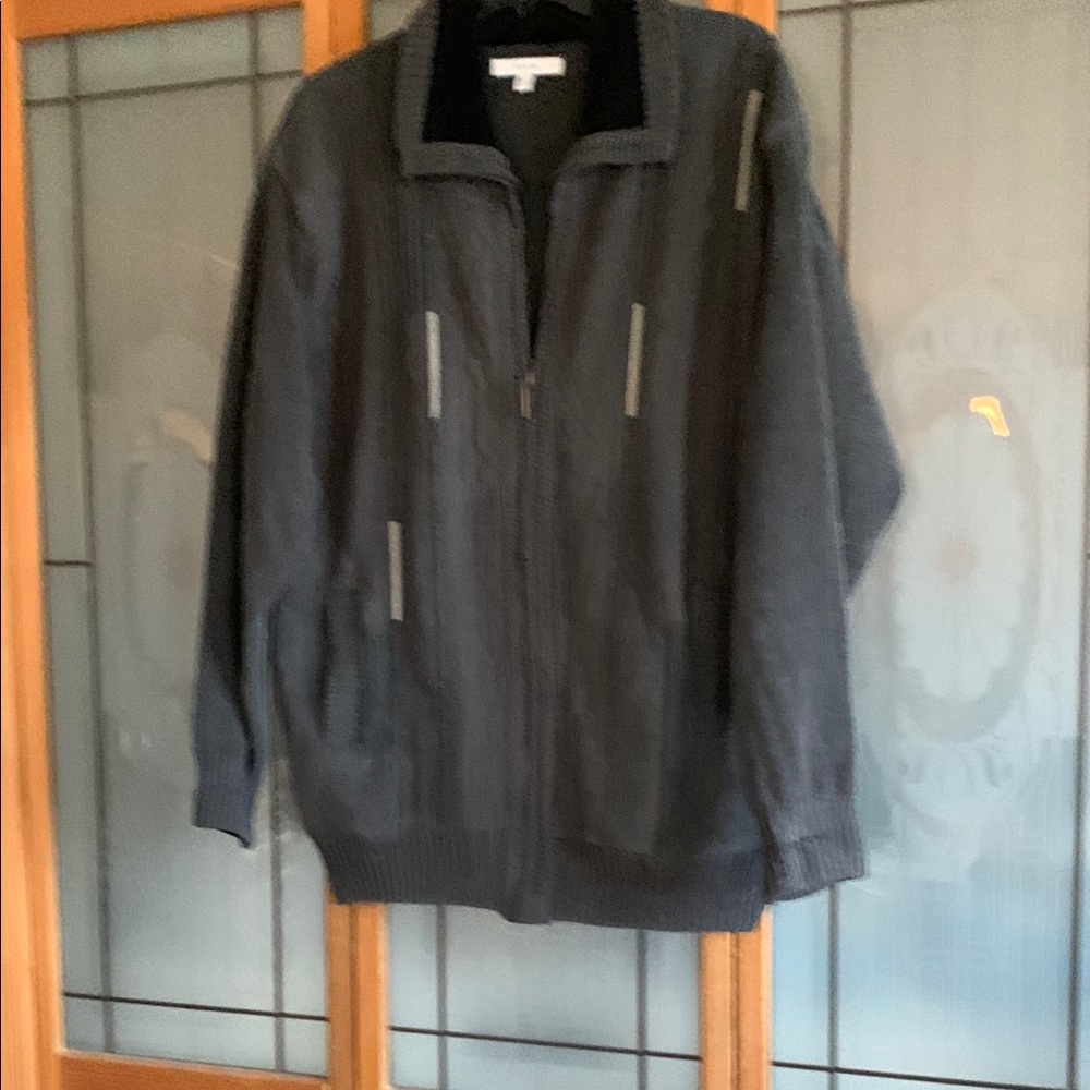 Charcoal Zip-Up Sweater Jacket